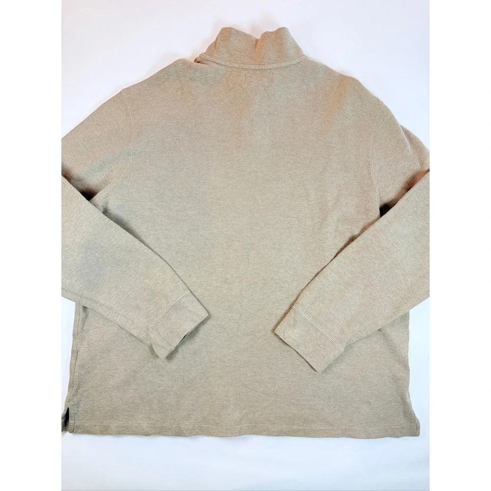 Polo Ralph Lauren Quarter Zip Pullover Mens XXL‎ Beige Cotton Knit Sweater 71451